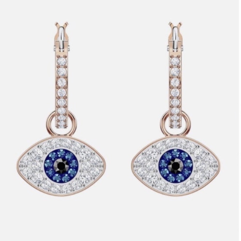 Swarovski Blue and Silver Eye Earrings